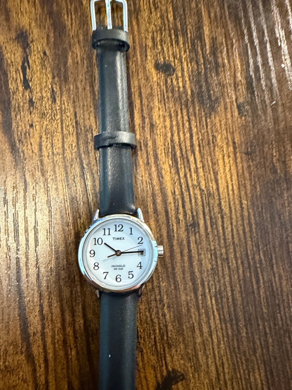 Timex Silver Case White Dial Black Strap Watch